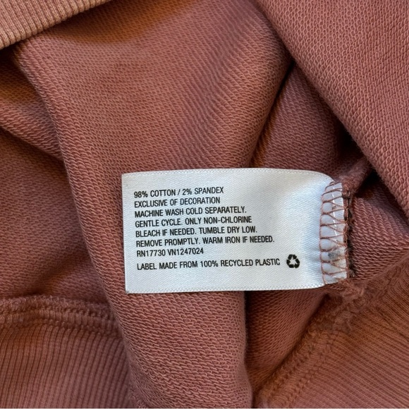 JoyLab Women’s Salmon Pink Cropped Crewneck Bleach Spattered Sweater Size XS - Picture 8 of 11